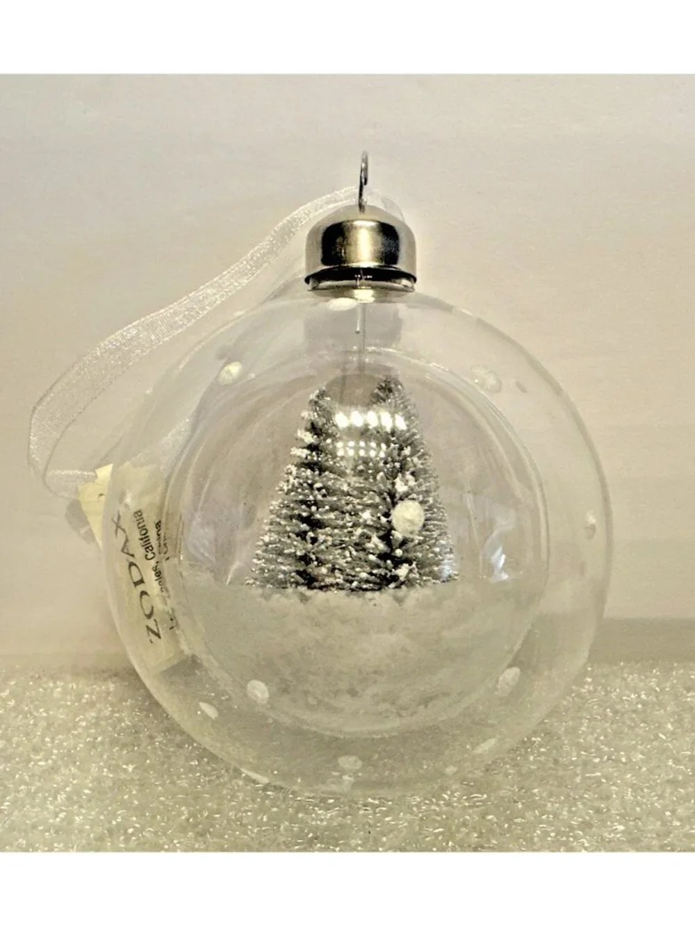 Zodax Clear Glass Diorama Christmas Ornament 3.5